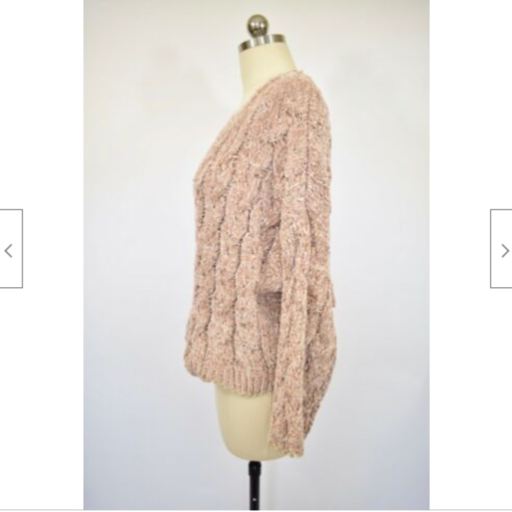 Yaira Beige Mauve Chenille Sweater Small - Picture 4 of 12